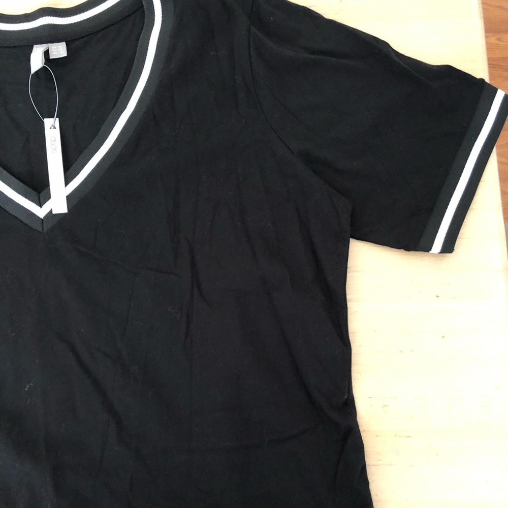 Asos long black short sleeve shirt | sporty detail